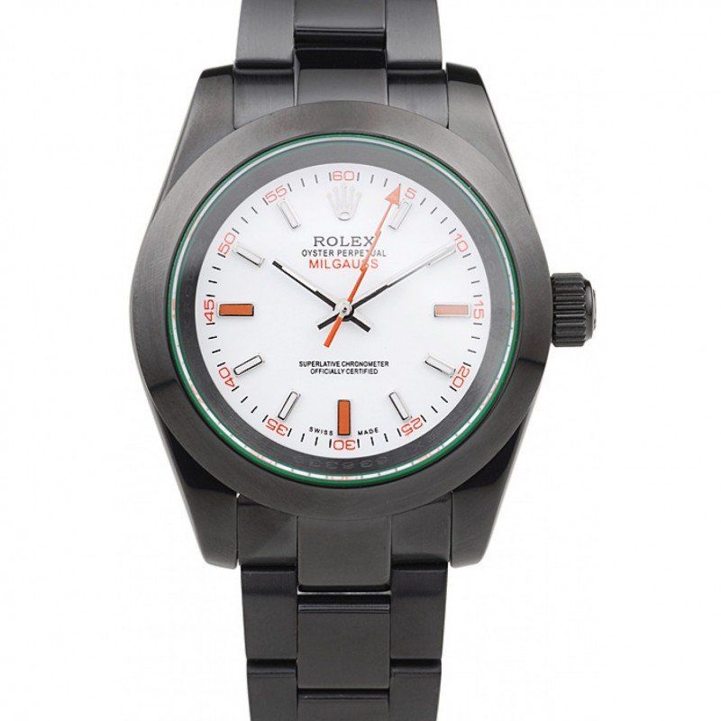 Replika Klokker Rolex Milgauss Pro Hunter Tinted Green Saphire White Dial PR116610 Replika Klokker
